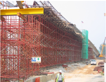 Construction of cast in-situ box girder at ramp c inclusive of one lane opening