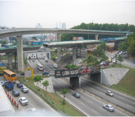 Side view of the ramp from Jalan Kuching to Jalan Duta