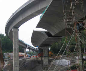 Side view of completed ramp from Jalan Kuching to Jalan Duta